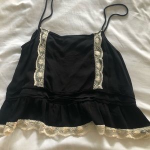 Zara black tank top with lace trim